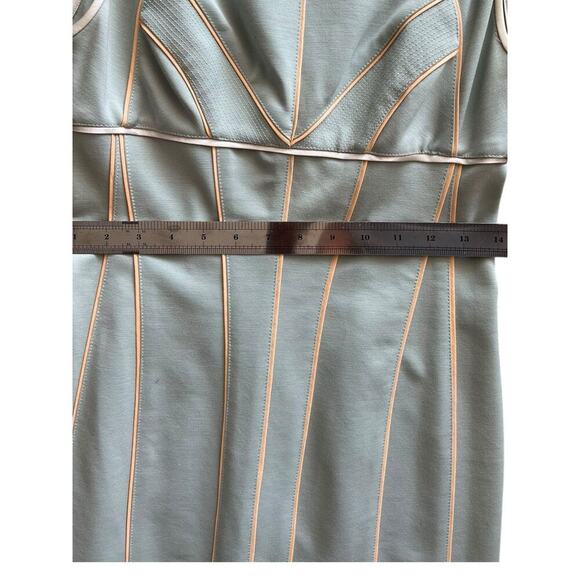Narciso Rodriguez Sage Green Wool Shift Midi Dress Contrast Piping Size 4 EU 40 - Picture 14 of 15